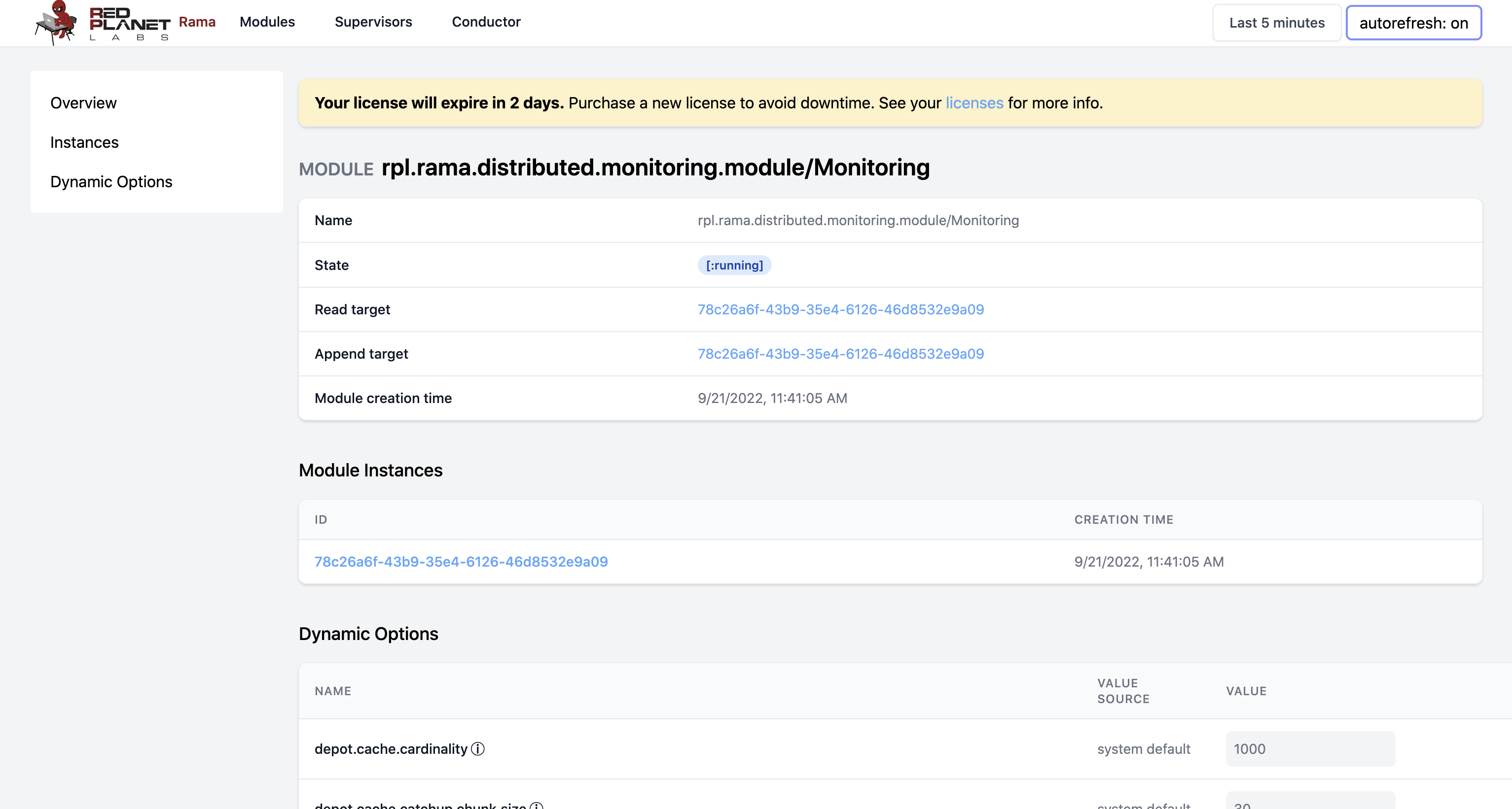 cluster ui expiring license