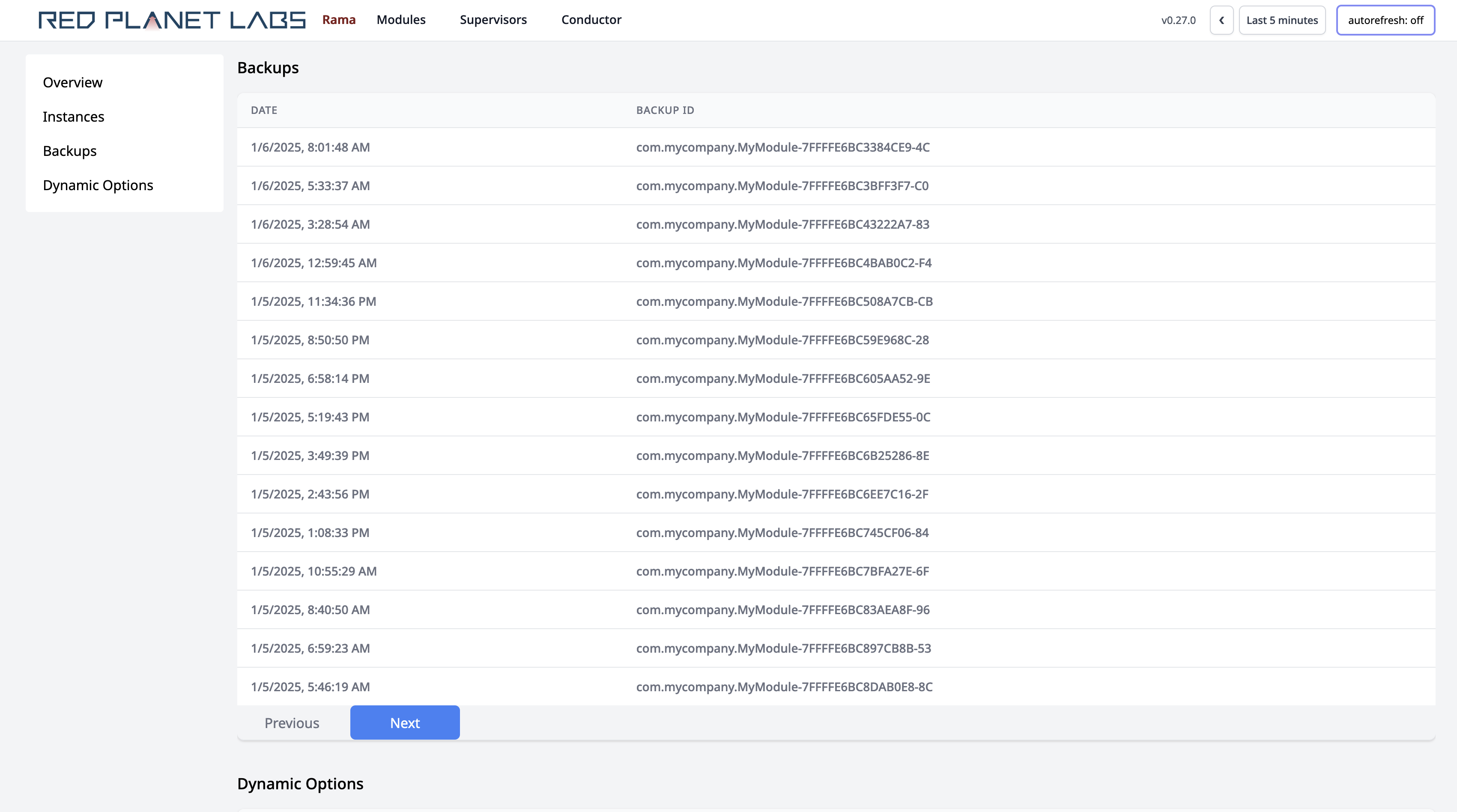 cluster ui backups